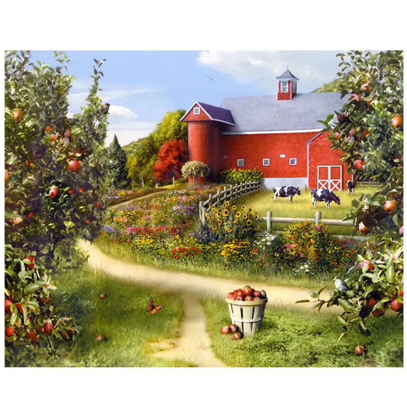 

Framed Landscape DIY Oil Painting Pictures By Numbers On Canvas Wall Art For Living Room Drop Shipping Home Decoration E924