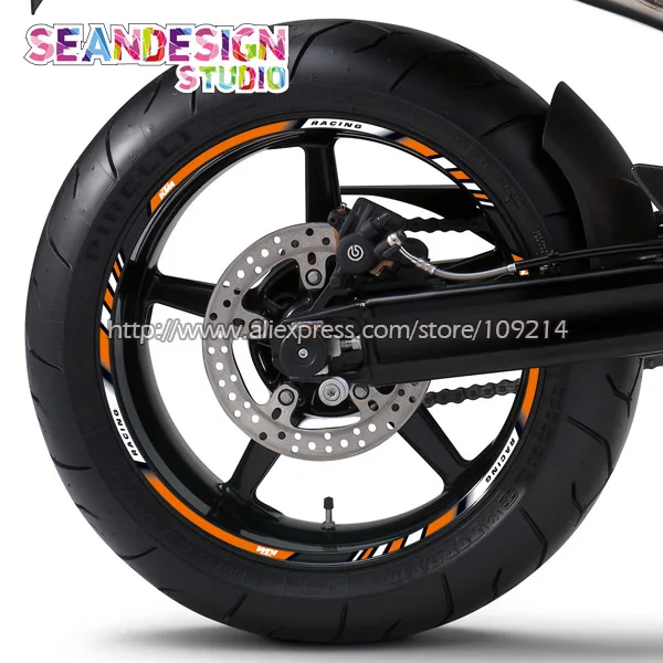 Для KTM Duke 125 200 390 690 790 990 1290 RC8 RC390 мотоцикл наклейка для колес наклейка светоотражающие Водонепроницаемый обод велосипеда подходит