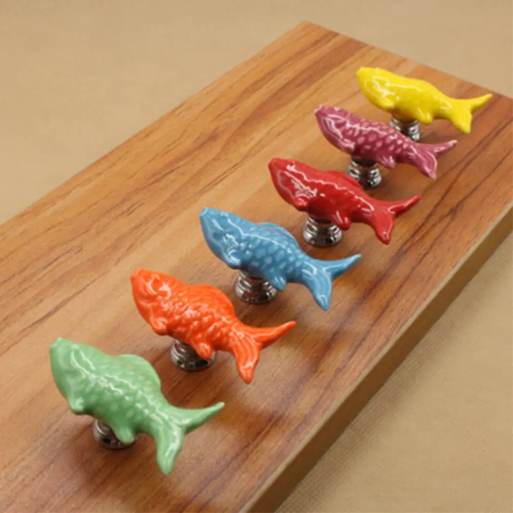 New Fashion Fish Shape Ceramic Knob Cupboard Cabinet Drawer Pull