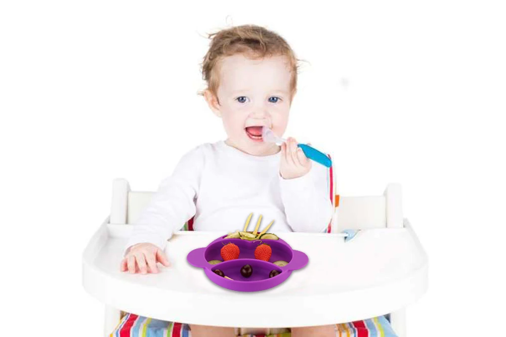 port/átil aprobado por la FDA sin BPA Qshare aptos para lavavajillas y microondas una pieza Platos de silicona para beb/é fuertes placas de succi/ón para ni/ños peque/ños para beb/és y ni/ños