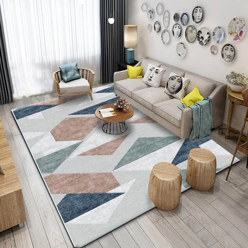 

Geometric Nordic Carpets For Living Room Rectangle Bedroom Area Rug Anti-slip Coffee Table Floor Mats Bedside Rugs