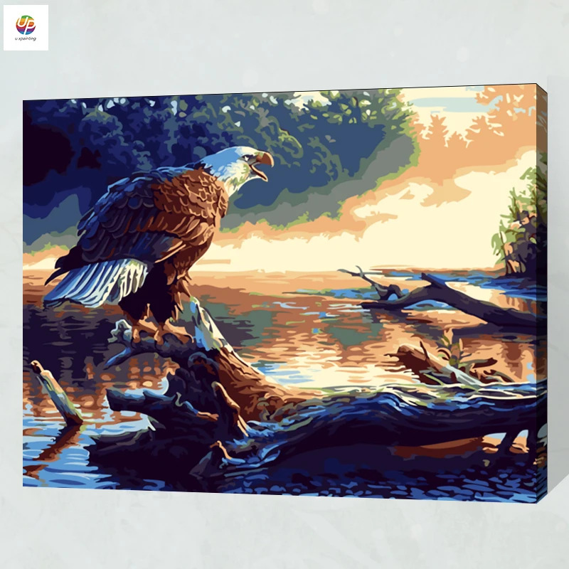 

Frameless Digital Painting By Numbers Eagle Bird Sea Lake Scenery Acrylic Paint Modern Wall Art Canvas Painting Home Deco Deal