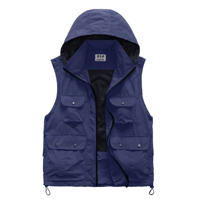 남성 및 여성용 후드 멀티 포켓 조끼