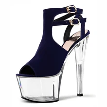 17 см Обувь на высоком каблуке сандалии в полоску Обувь на высоком каблуке женские пикантные Сандалии-гладиаторы классические черные сексуальные открытым носком сандалии