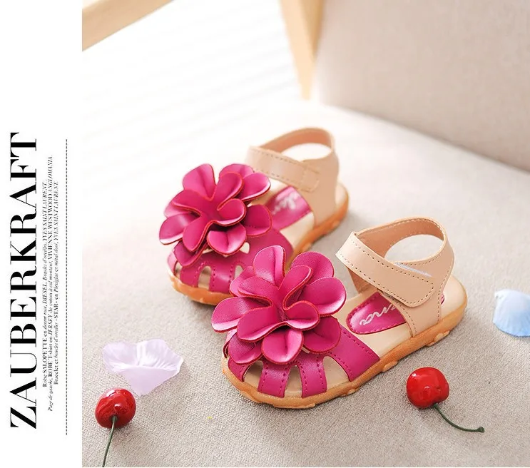 Детская обувь; летние детские сандалии из искусственной кожи с цветочным узором; кроссовки для первых шагов; нескользящая обувь для девочек; size21-33