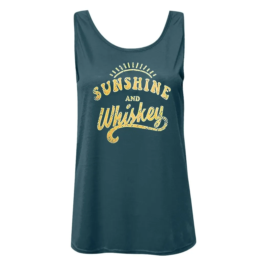 Женский топ без рукавов с круглым вырезом и надписью Sunshine And Whiskey майка туника