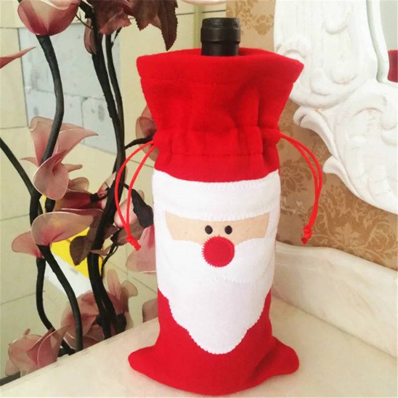 Red Wine Bottles of Her Husband Santa Claus Dinner Table Decor Clothes with Hats Home Party Christmas Decoration 5ZHH089 | Дом и сад