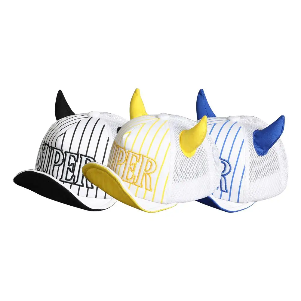 New 1pc Children's Mesh Sun Cap Ox Horn Shaped Baseball Cap drop