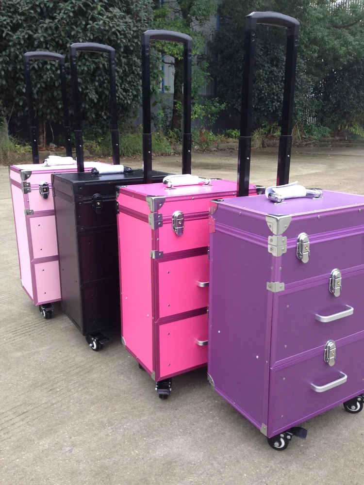 Косметички с колесиком, гвозди чемодан для макияжа на колесах с прокаткой, коробка для красоты, ящик для инструментов, багаж для