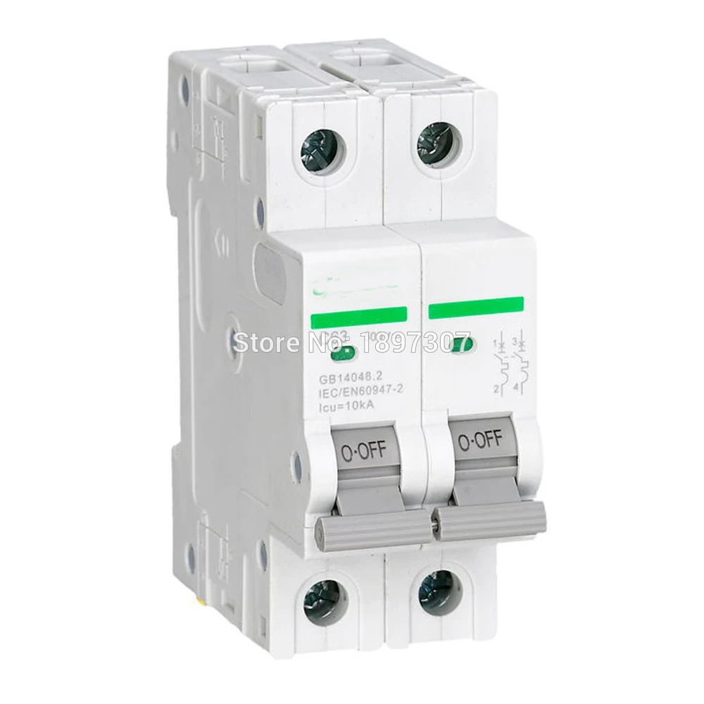 

2P DC Mini circuit breaker 500V 2A DC non polarized circuit breaker with TUV