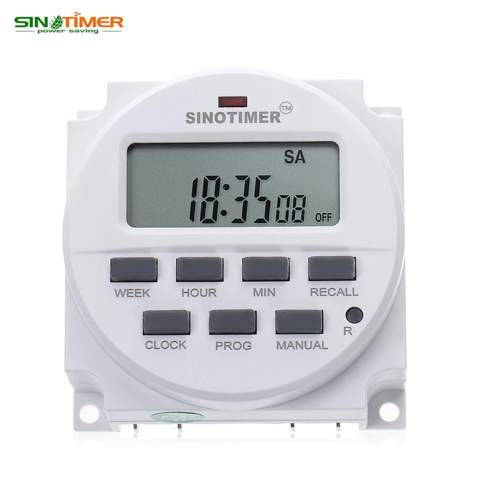 

SINOTIMER 220 - 240V AC / 12V DC 7 Days Programmable Timer Switch with UL listed Relay inside and Countdown Time Function