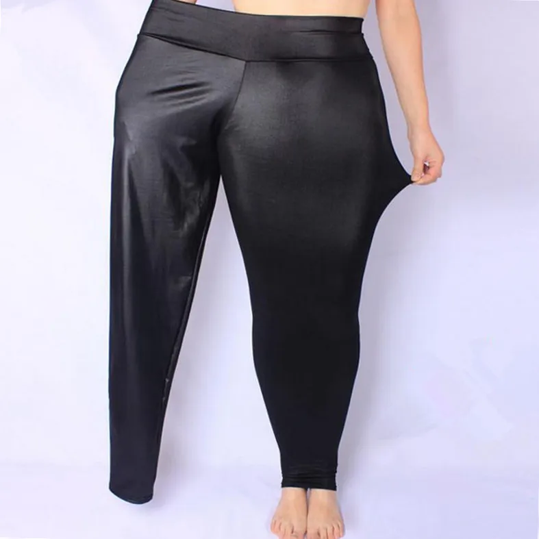 

2018 New Hot Women Sexy Leggings Black Hip Wet Look Faux Leather Plus Size Couro Do Falso XXXXXL Size Summer Hot Pants Women