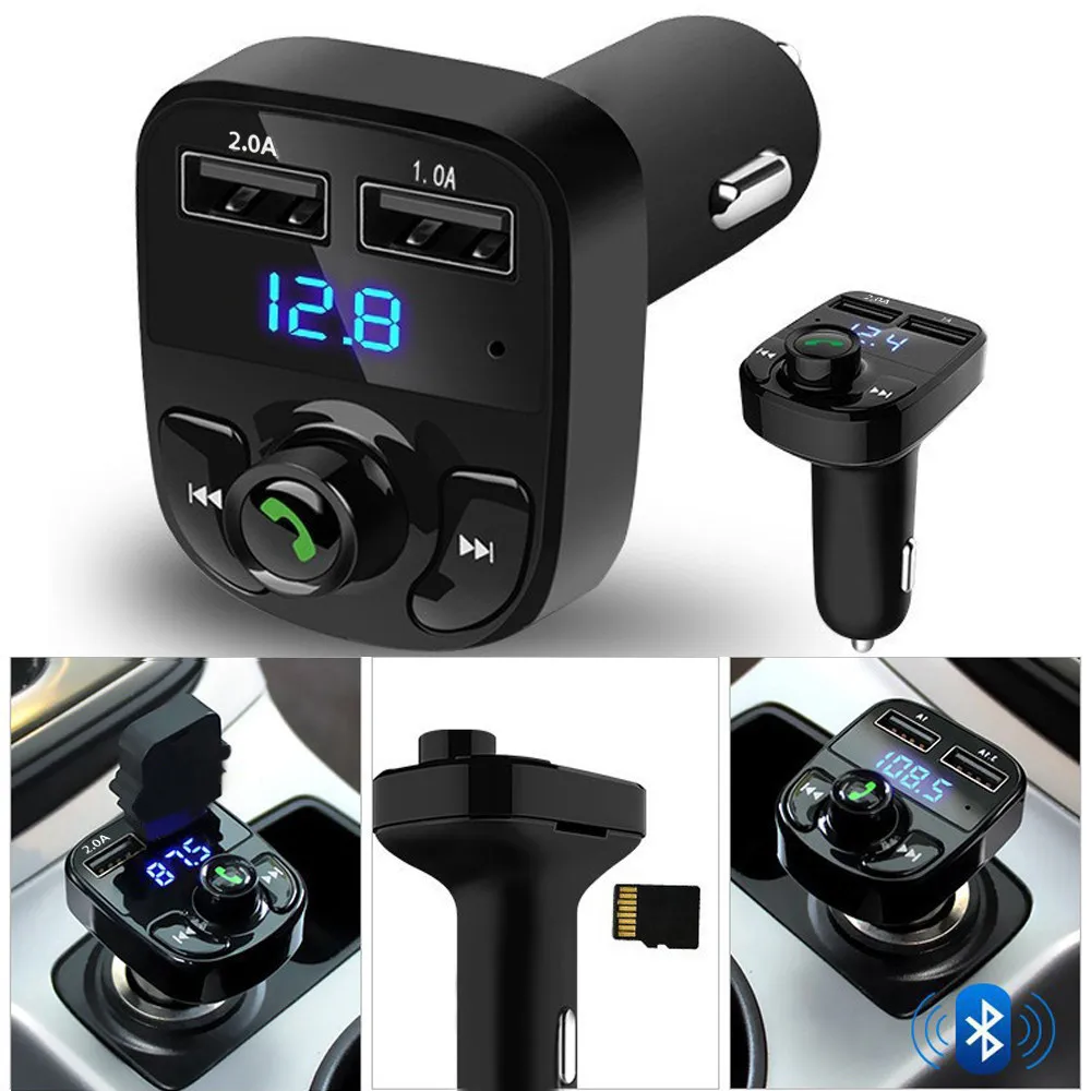 

car charger Wireless Bluetooth Handsfree Car Kit FM Transmitter MP3 Player Dual USB Charger Built-in intelligent microphone