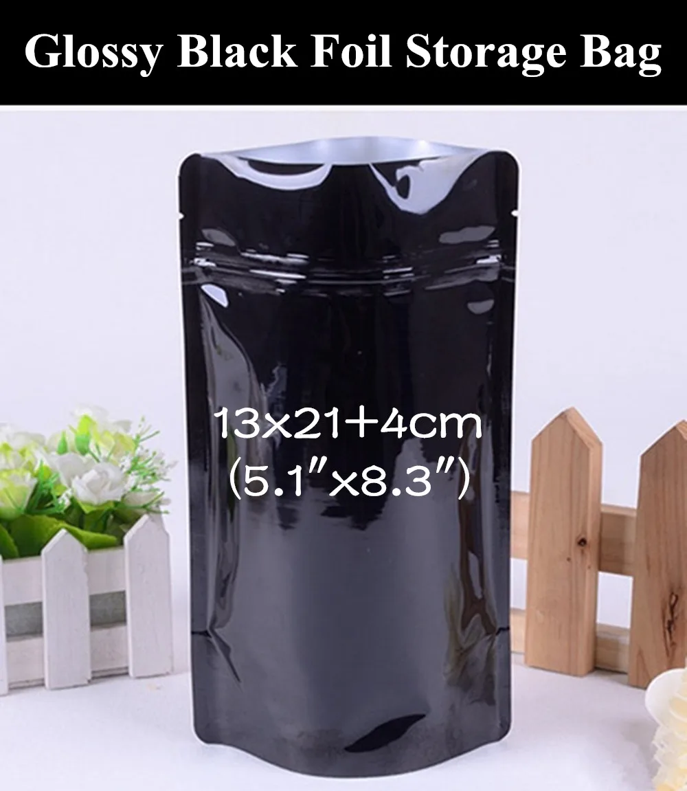 50pcs 13x21+4cm (5.1"x8.3") 280micron Glossy Black Aluminum Foil