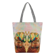 Женская сумка на плечо с принтом в национальном стиле два желтых слона 226a