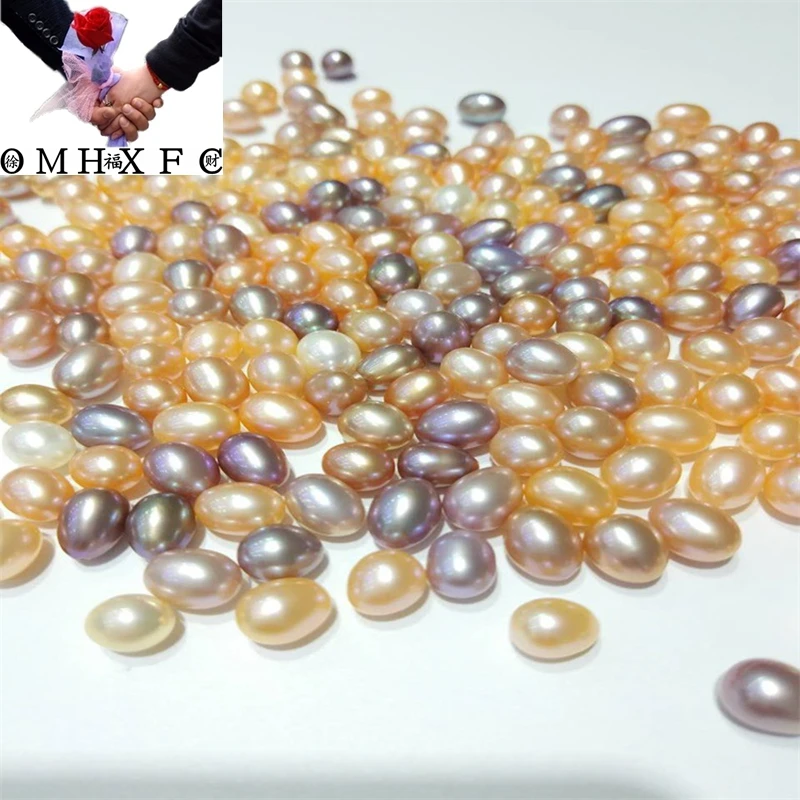 

OMH Wholesale 10PC 6-11mm natural color freshwater pearl AAAA pearl Basic flawless strong light rice pearl PE05