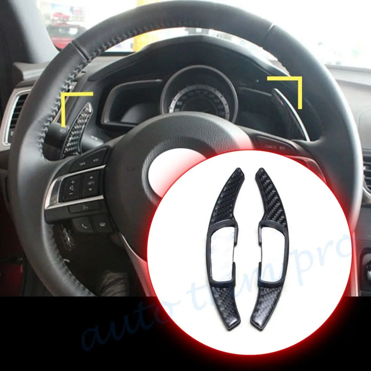 2X Carbon Gear Shift Level Paddle Steering Wheel DSG Shifter Extension