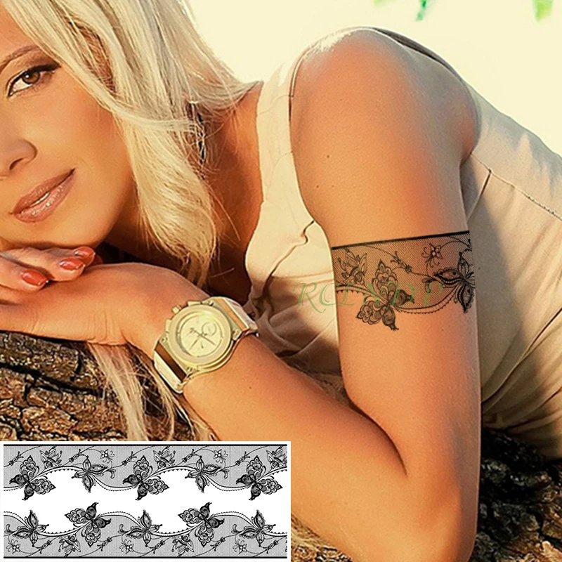 

Waterproof Temporary Tattoo Sticker Sexy Lace Dot Flower blossom tatto on Arm Leg flash tatoo fake tattoos for girl women lady