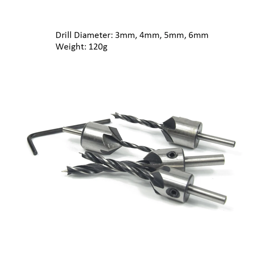 4pcs HSS Countersink Wood Drill Steel Countersink Drill Set Reamer Set For Woodworking Chamfer 5 Flute 3mm-6mm 4pcs HSS Countersink Wood Drill Steel Countersink Drill Set Reamer Set For Woodworking Chamfer 5 Flute 3mm-6mm