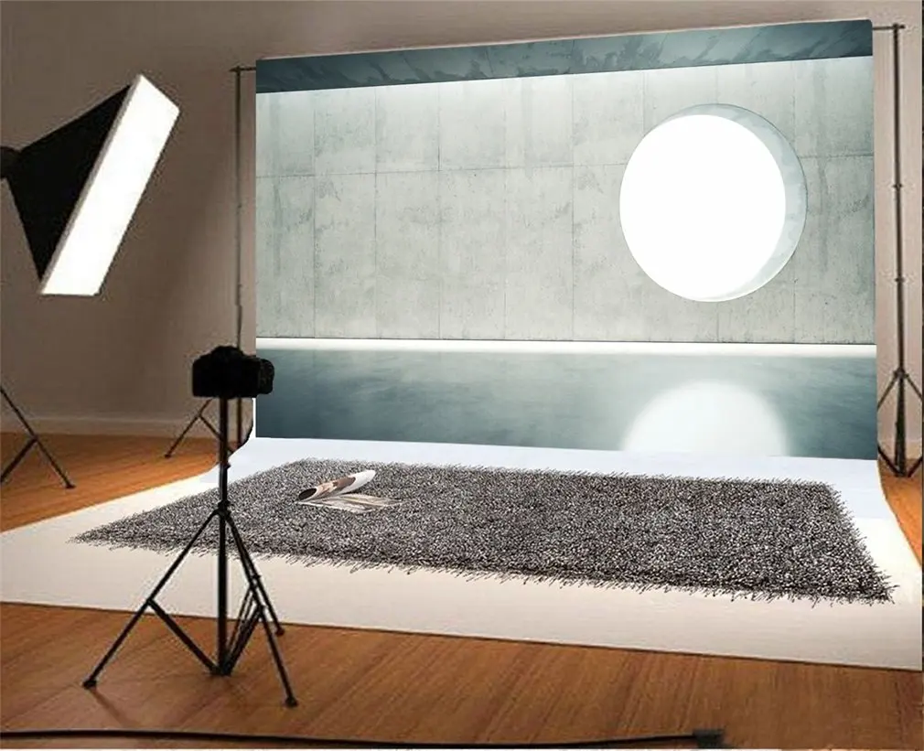 

Photography Backdrop Blank Space Interior Wall with One Window 3D Render Shining Lights Grunge Photo Background