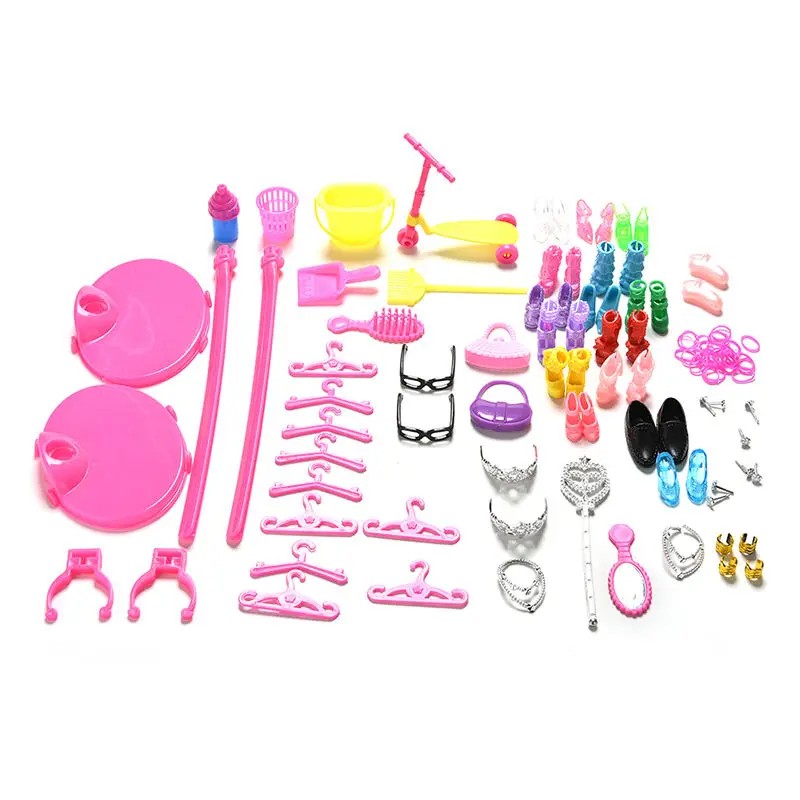 1 مجموعة متعددة الالوان جميل الأحذية حقيبة مرآة شماعات مشط الأثاث للدمى اكسسوارات مجموعة لعب الطفل الفتيات هدايا حار بيع