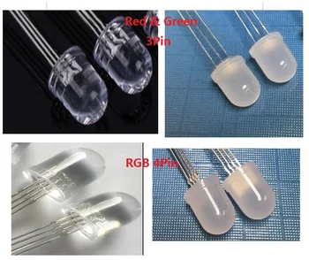 

5PCS F10 10mm LED Red+Green light emitting diode common anode cathode Tricolor positive negative Type RGB Blue bicolour