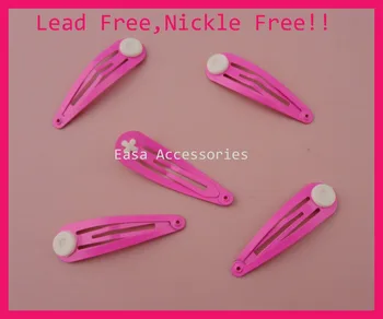 

50PCS Neon Pink 5.0cm Plain Round Head Drop style Metal Snap Clips with 9mm pads at nickle free and lead free