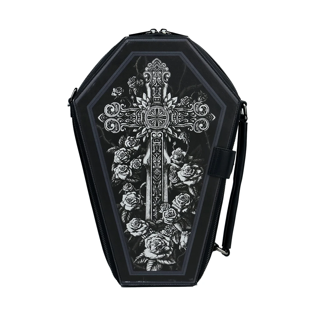 

Fashion Men Bag Metal Cross Front Leather Bag Shoulder Bag Black Crossbody Bag