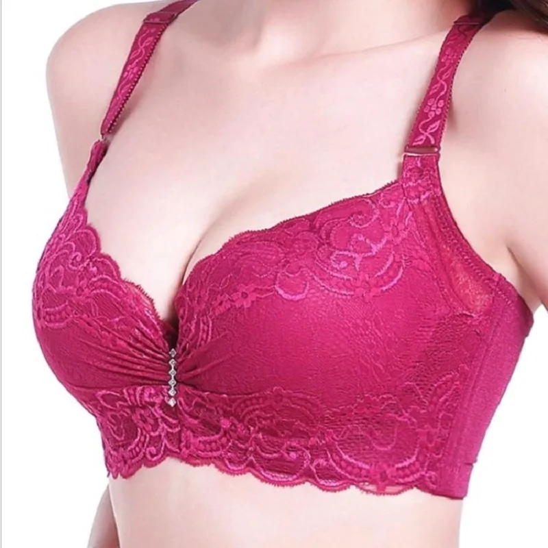 

fashion lace thin cup push up bra big size C D cup sexy women underwear brassiere gather bralette lingerie modis