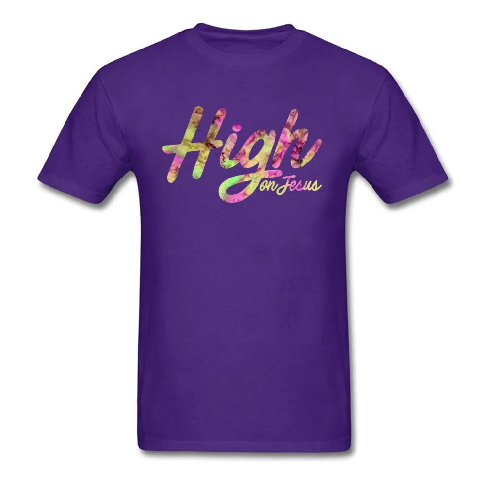 High on Jesus Design VALENTINE DAY 100% Cotton O-Neck Man Tops & Tees Summer Tee-Shirts Special Short Sleeve T-shirts High on Jesus purple