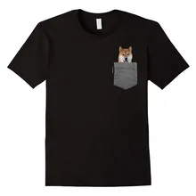 Мода хлопок Slim Fit Топ собака в вашем футболка с карманами Косплей Shiba «Лисья Секретная служба»(Inu рубашка Doge, футболка с логотипом