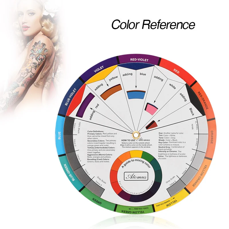 

Tattoo Nail Pigment Painting Guide for Mixing Color Nail Art Color Wheel Card MSI-19