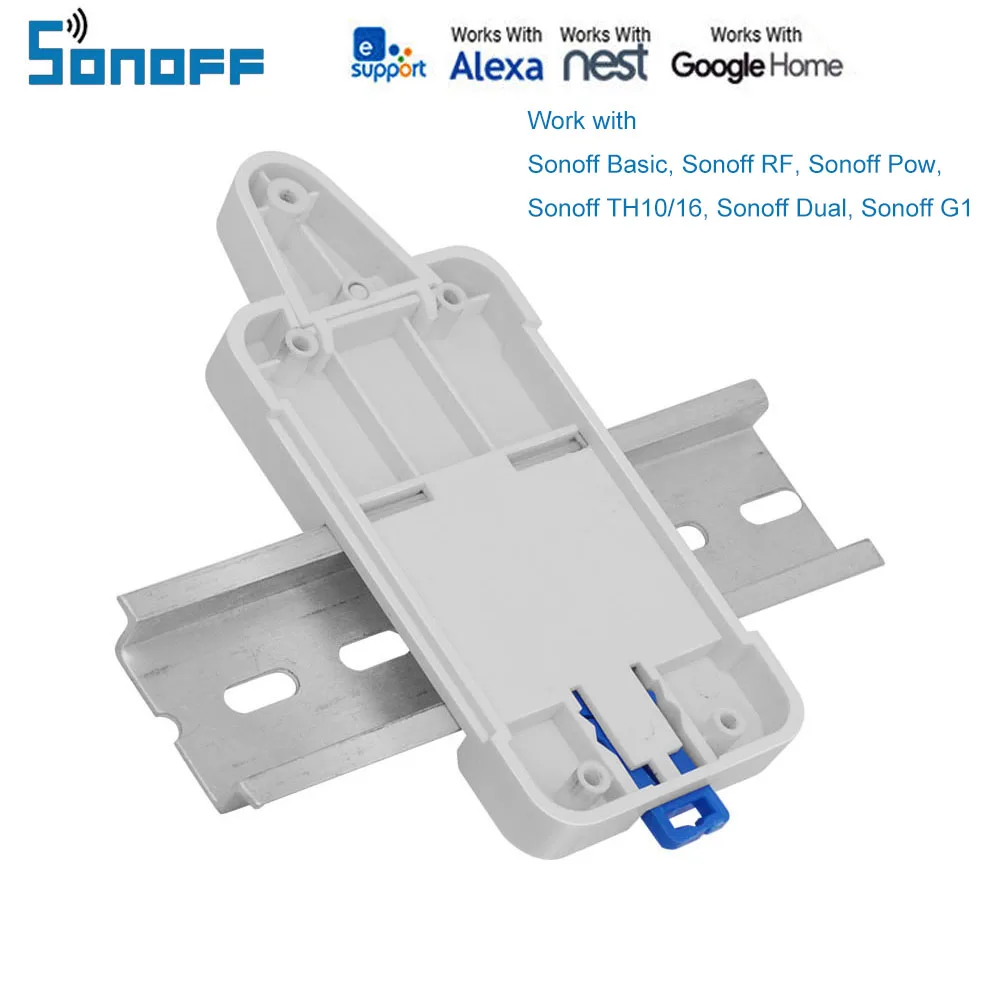 

SONOFF DR DIN Rail Tray Adjustable Mounted Rail Case Holder Solution for Sonoff Basic , RF , Pow , TH10 / 16, Dual , G1, ETC.