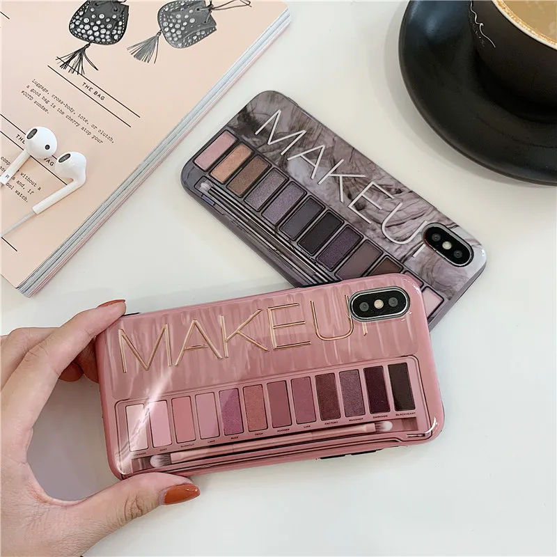 Make-up eye shadow palette mobile phone case for iphone XS Max XR XS for iphone 6 6s 7 8 plus glossy soft silicone case