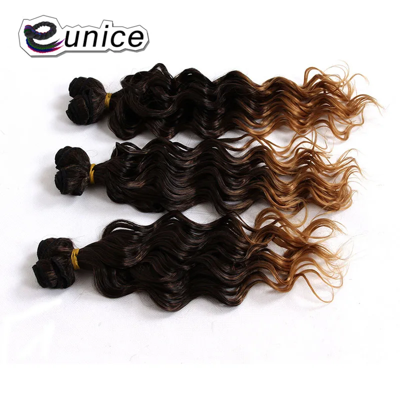 Ombre Jerry Curly Synthetic Hair Weave Bundles Colored Sew in hair Extensions  (26)