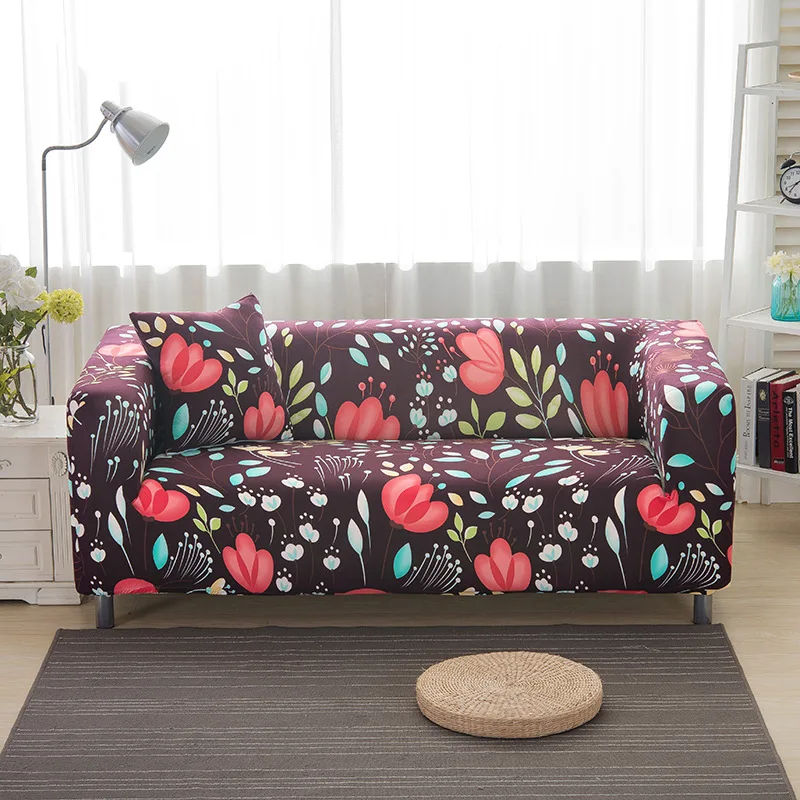 

Red Flower Living Room Sofa Cover Slipcover Elastic Converts Cover Tight All-inclusive 1/2/3/4-Seat Single/Two/Three/Four-seater