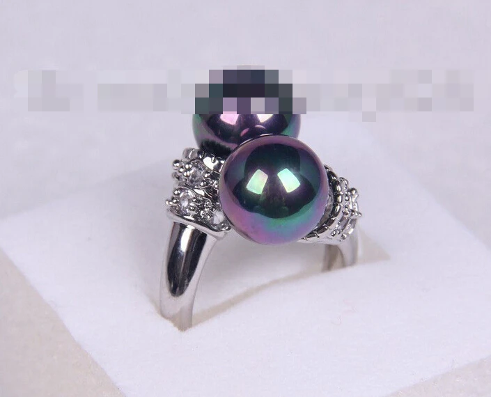 

00515 round black south sea shell pearl ring