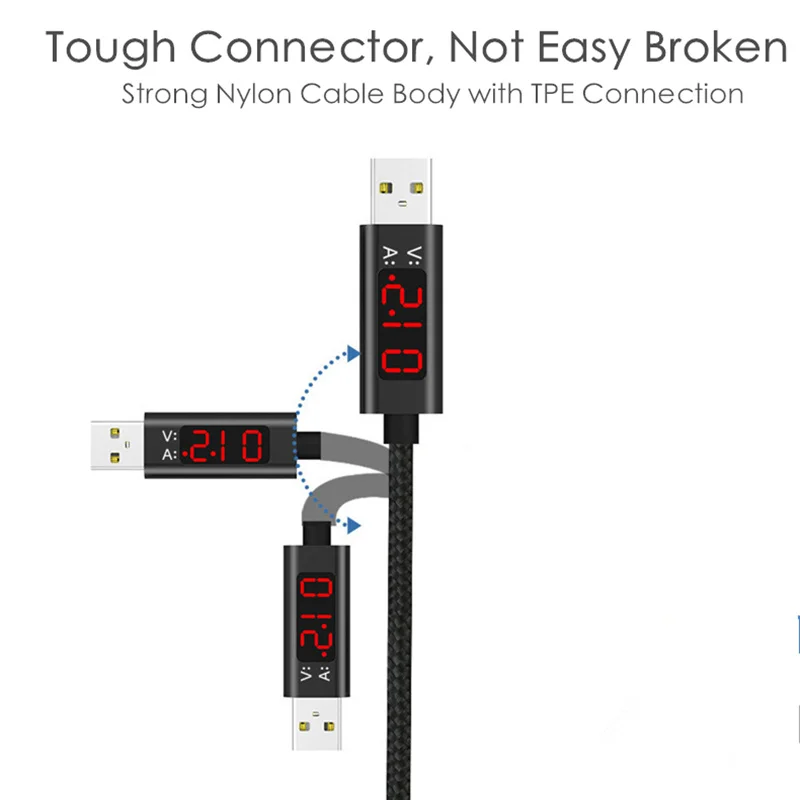 USB кабель 5V 2.4A Быстрая зарядка светодиодный дисплей Тип C кабель зарядного устройства микро-usb для samsung huawei Xiaomi Шнур для iPhone iPad кабель