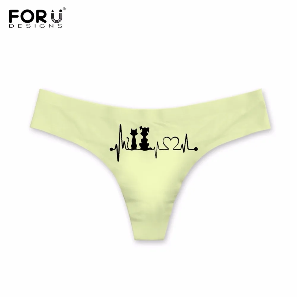 Женские сексуальные стринги FORUDESIGNS забавные животные кошка/киска узор