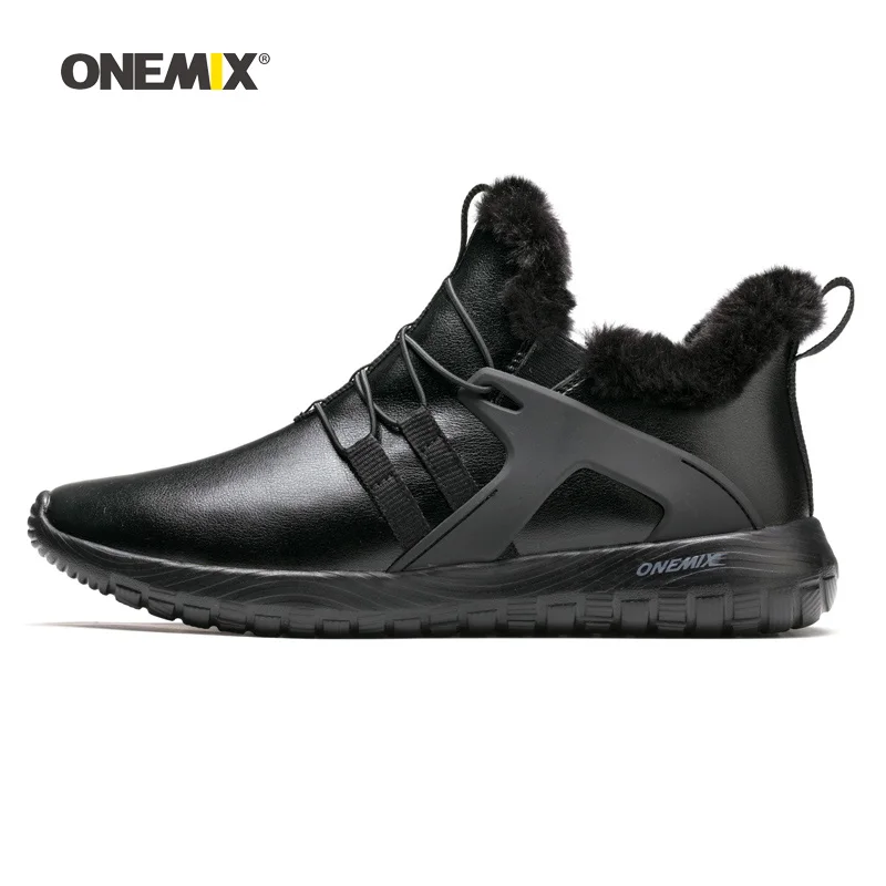 

Man Running Shoes for Men Black Winter Snow Boots Wool Leather Jogging Trail Sneakers Outdoor Sport Trekking Walking Trainers