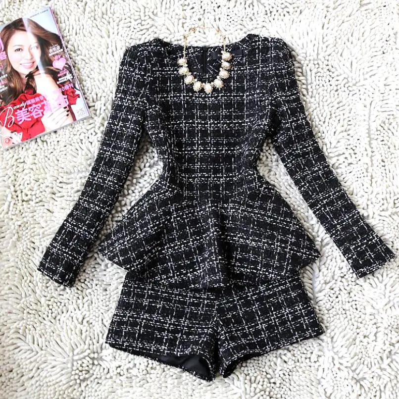 

ladies plaid long-sleeved woolen coat