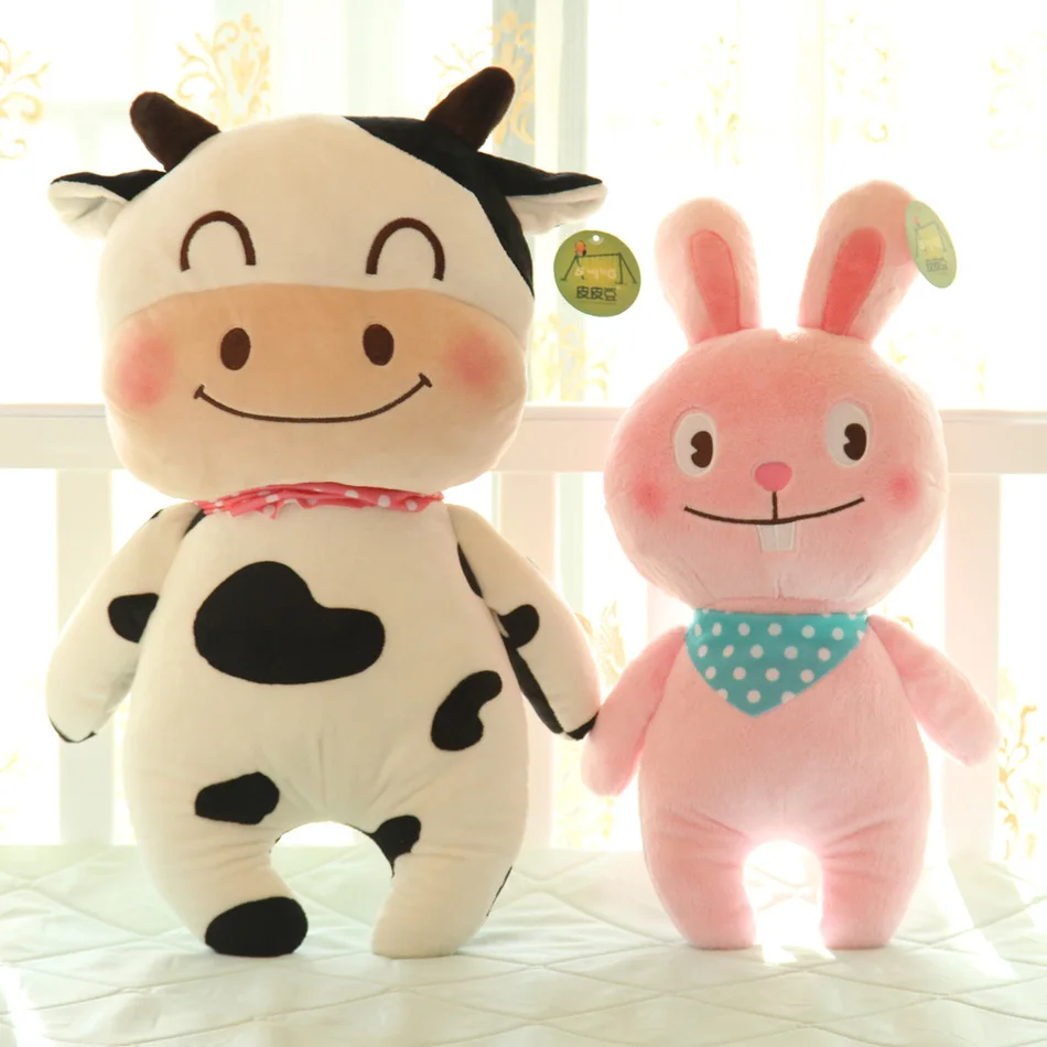

[ 40Cm 52Cm 5 Design ] Animal Series PP Cotton Stuffed Chicken Bear Cow Rabbit Frog Dolls Soft Plush Toys Lovely Kids Gift