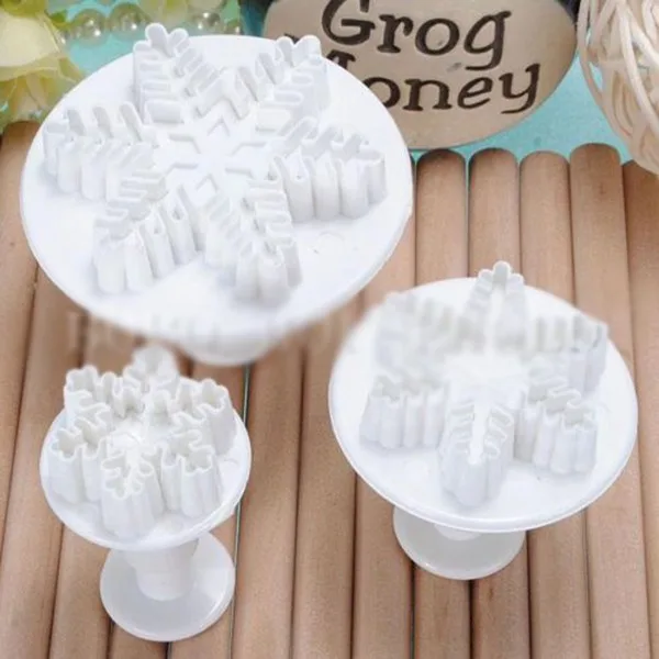 

3Pc Snowflake Fondant Cake Decorating Sugarcraft Cutter Plunger Mold MouldJJPS