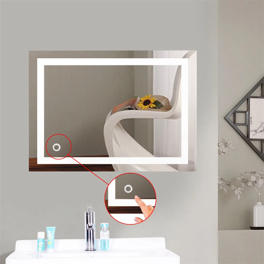 حمام LED مرايا مرآة مكياج خفيفة أضواء مرايا الحمام 2 أحجام مستطيل مرآة مُكبرة مُضاءة الحائط فرنسا HWC حمام LED مرايا مرآة مكياج خفيفة أضواء مرايا الحمام 2 أحجام مستطيل مرآة مُكبرة مُضاءة الحائط فرنسا HWC