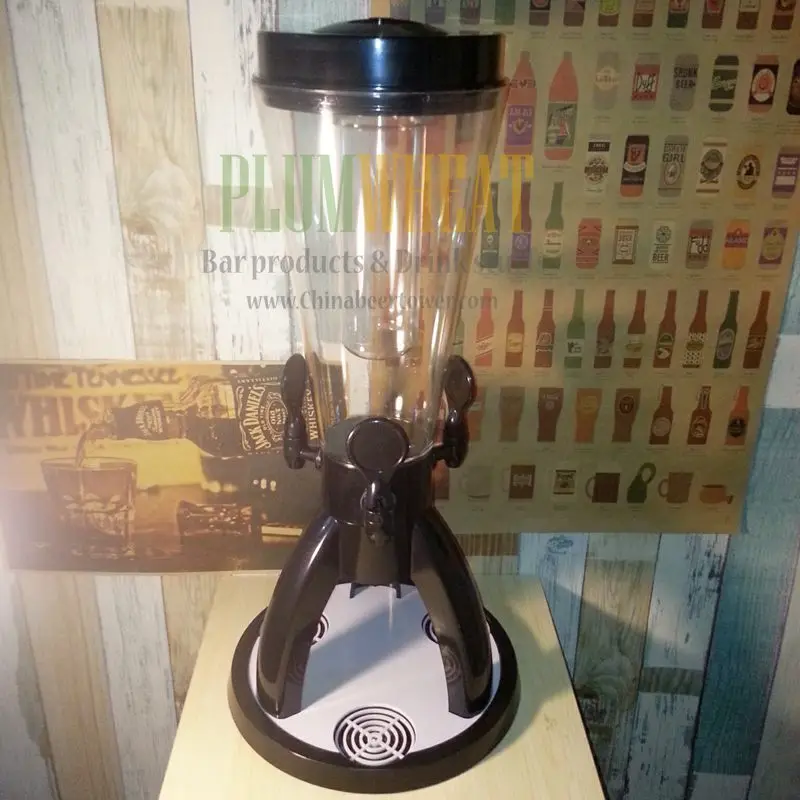 Black Beer Tower 3 Liters Tabletop Beverage Dispenser with Cooling