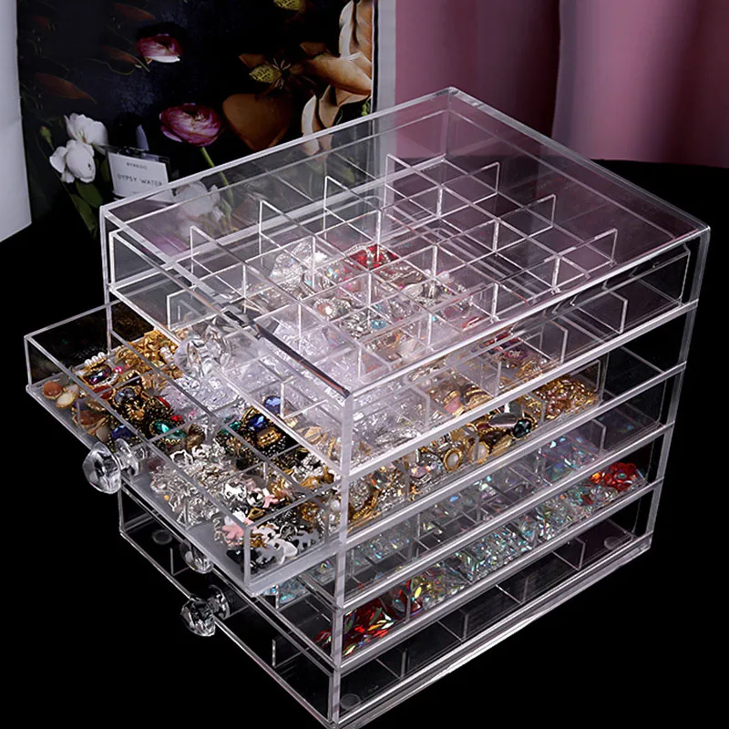 

Dropshipping Transparent Nail Art Storage Box 5 Layer 100 Grid Large Capacity Organizer Case for Manicure Tool SMJ