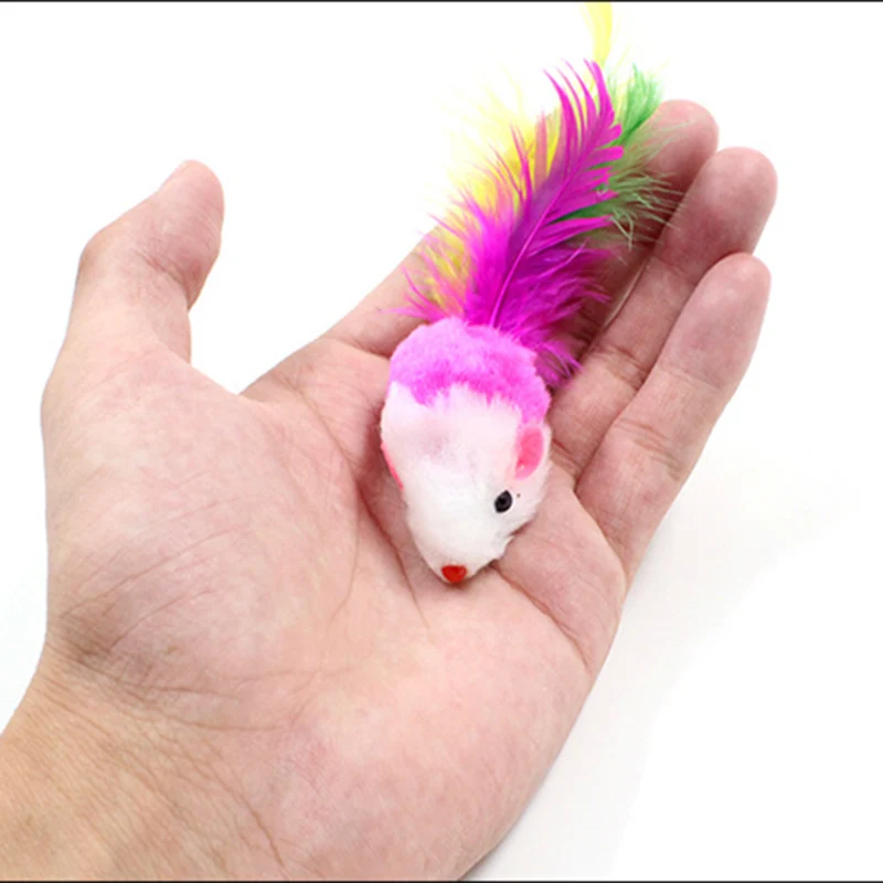 Cat Toys Colorful Cute False Mouse Feather Funny Mini Mouse Toys Pets Rat Funny Playing Toys Cat Kitten Chewing Toy PT0085 (9)