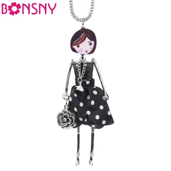 

Bonsny Handmade Statement French Doll Necklaces Maxi Long Chain Pendant 2016 Alloy Bohemian News Choker Girls Women Accessories