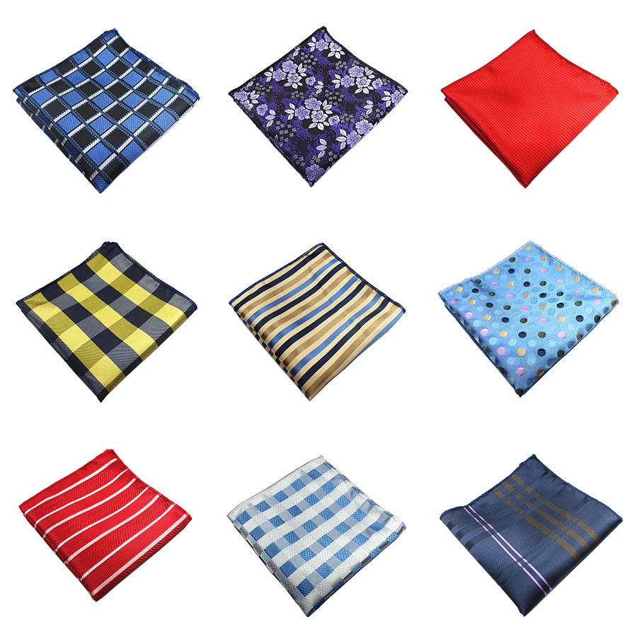 

Plaid Silk Handkerchiefs Woven Paisley Pattern Hanky Men's Business Casual Square Pockets Handkerchief Wedding Hankies