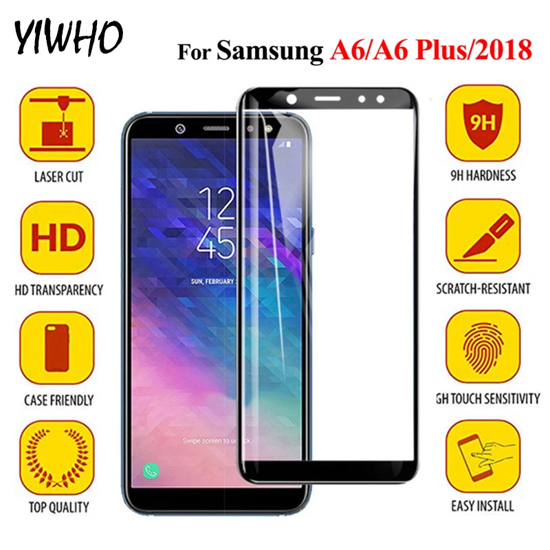 

For Samsung A6 Protective Glass On For Samsung Galaxy A6 Plus 2018 Tempered Glass Screen Protector Sansung A 6 6A A6Plus Film 9H